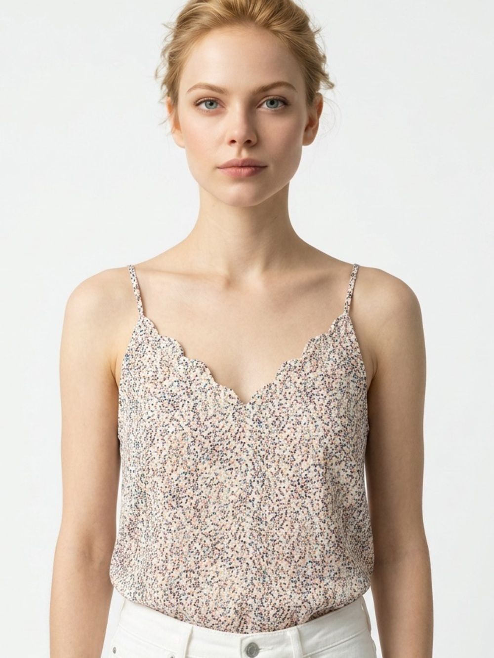 SOCIALITE | Confetti Scalloped Tank Top NWT Large